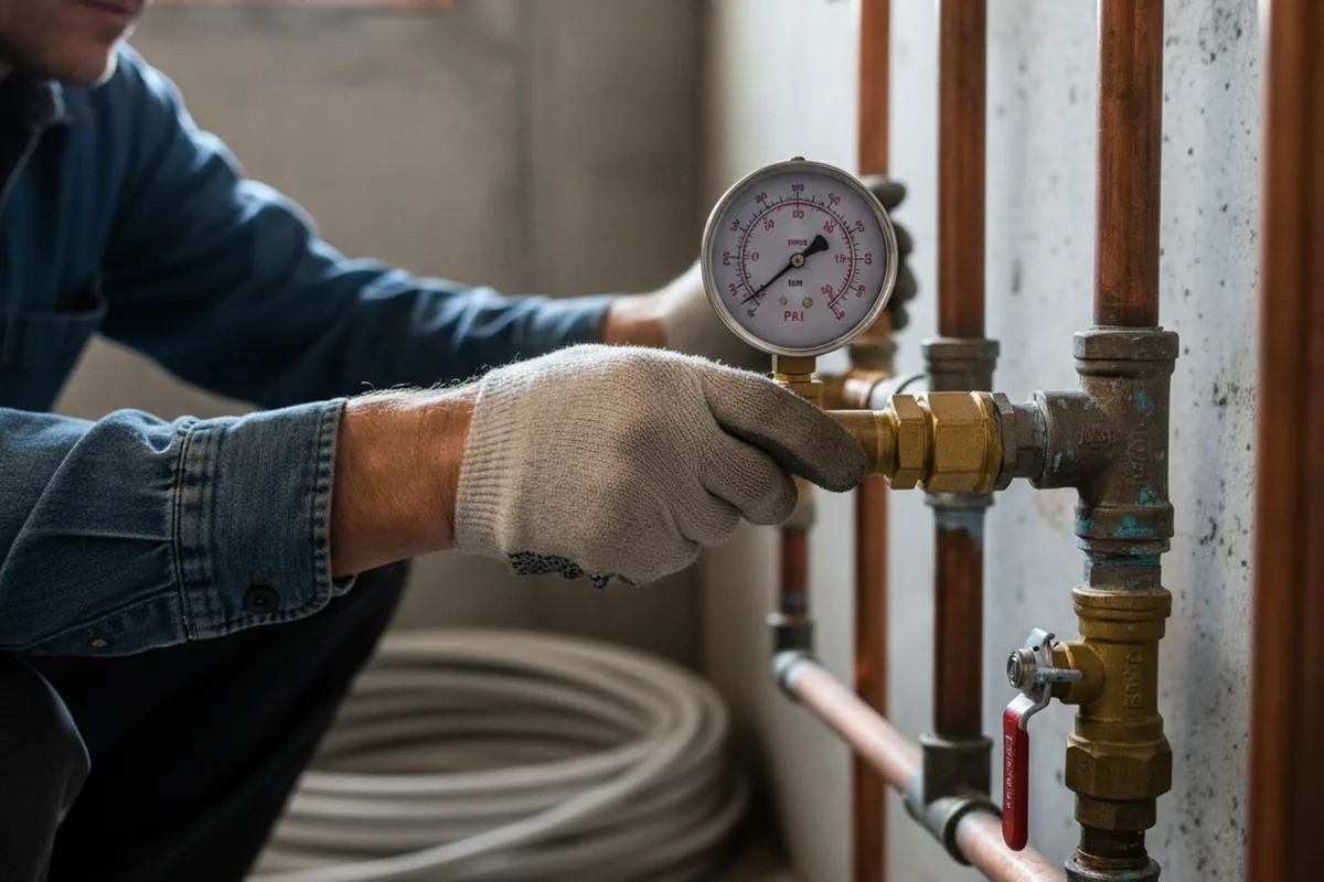 Pressure testing a repaired line during Water Line Repair in Evanston